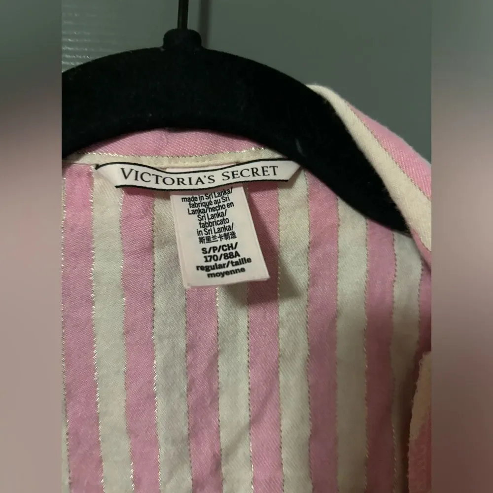 Victoria's Secret Pajama Set cotton blend pink white stripe size small